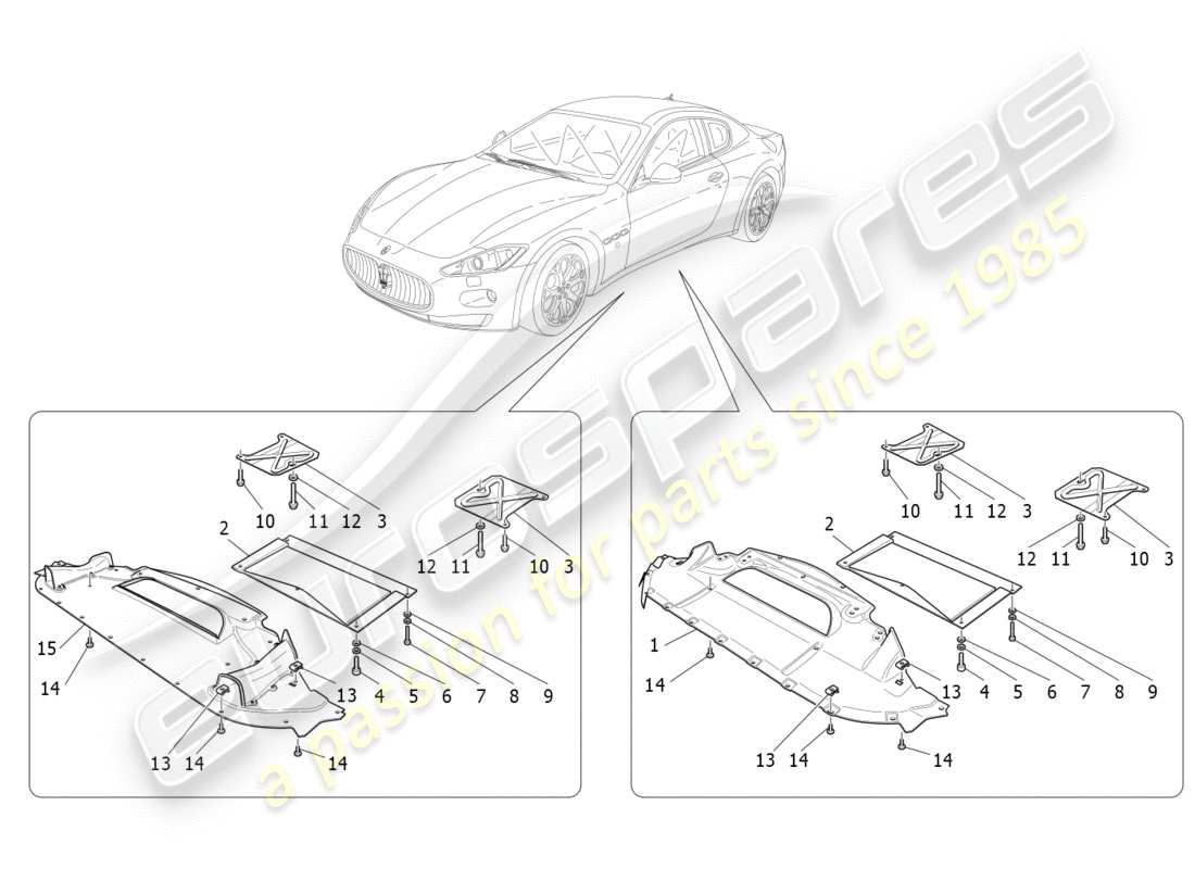 maserati granturismo s (2017) underbody and underfloor guards part diagram