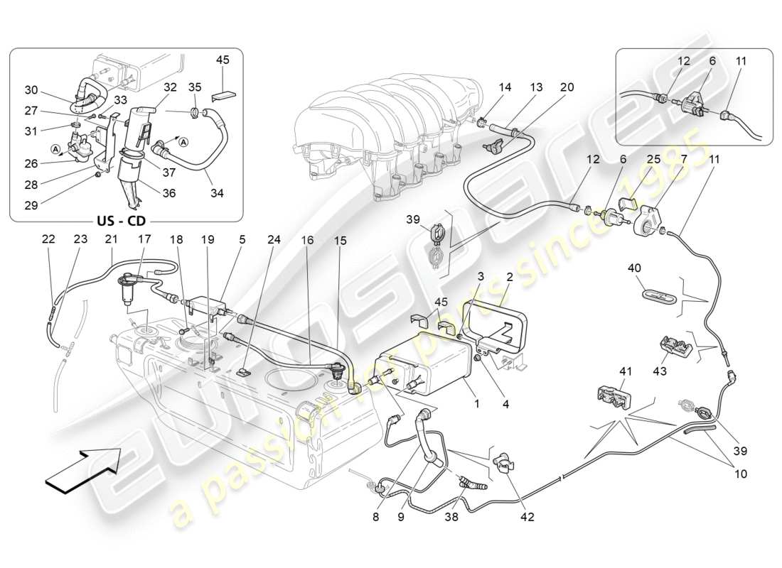 maserati granturismo s (2020) fuel vapour recirculation system part diagram