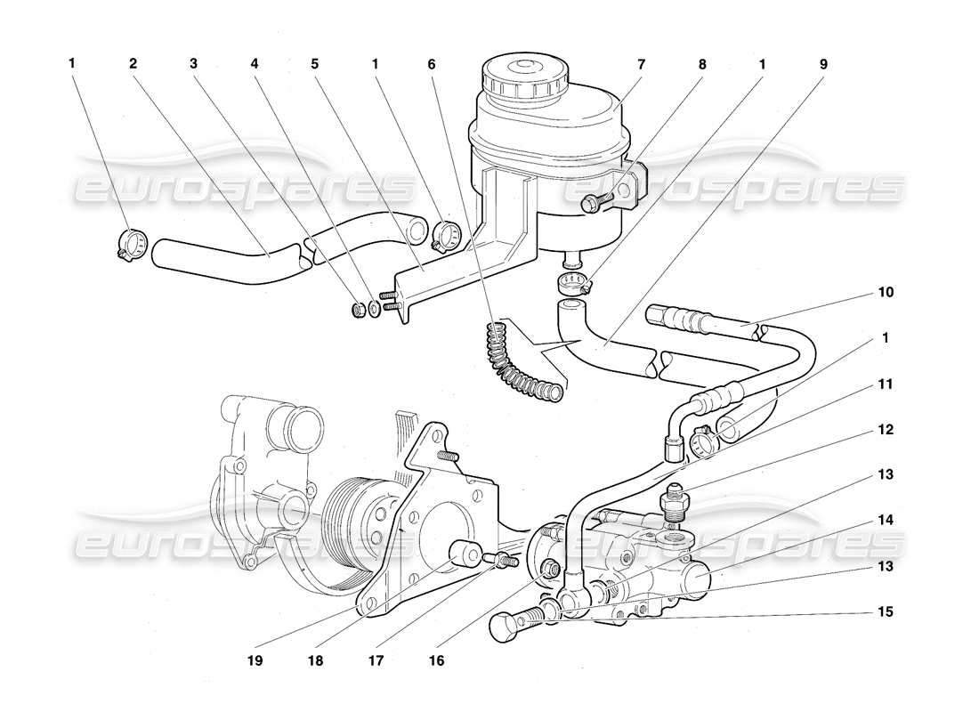 lamborghini diablo se30 (1995) power steering (optional) parts diagram