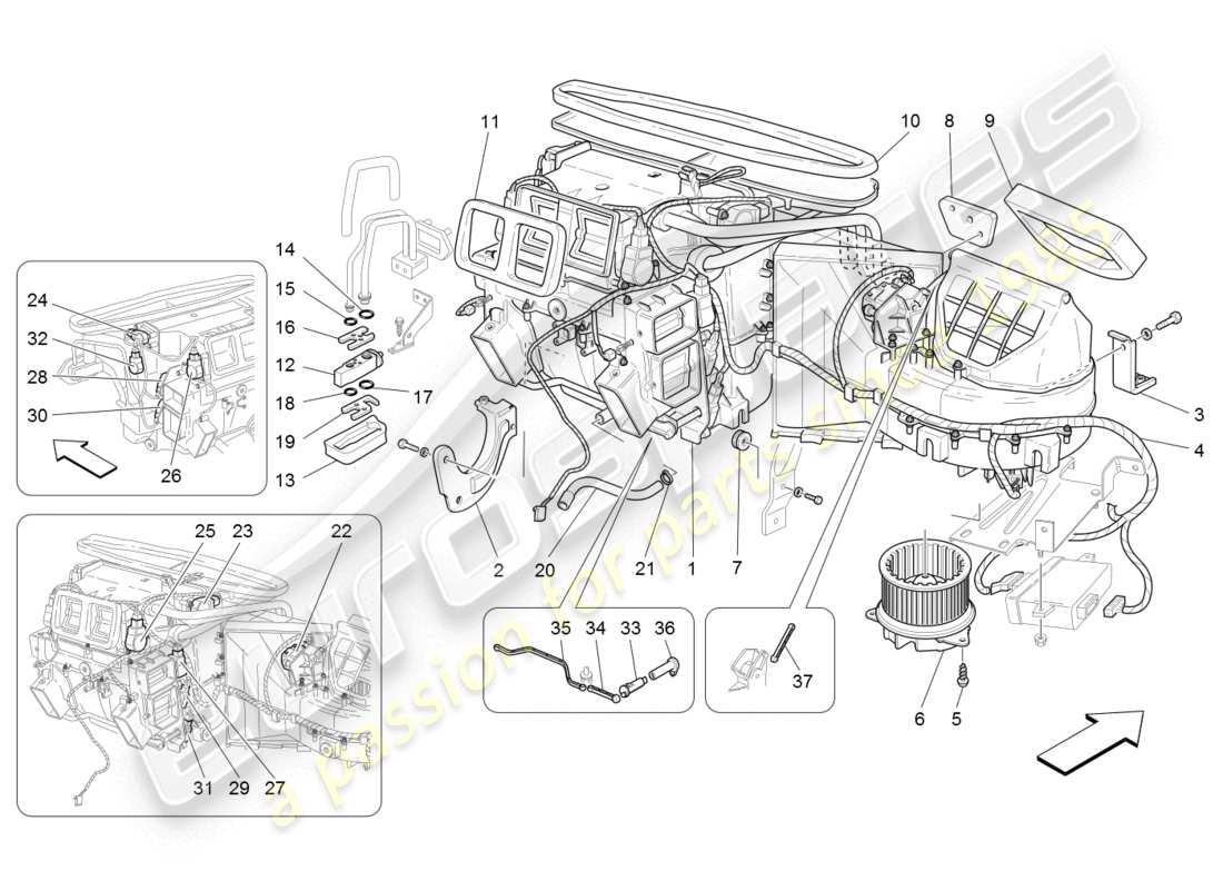 maserati granturismo (2008) a/c unit: dashboard devices part diagram