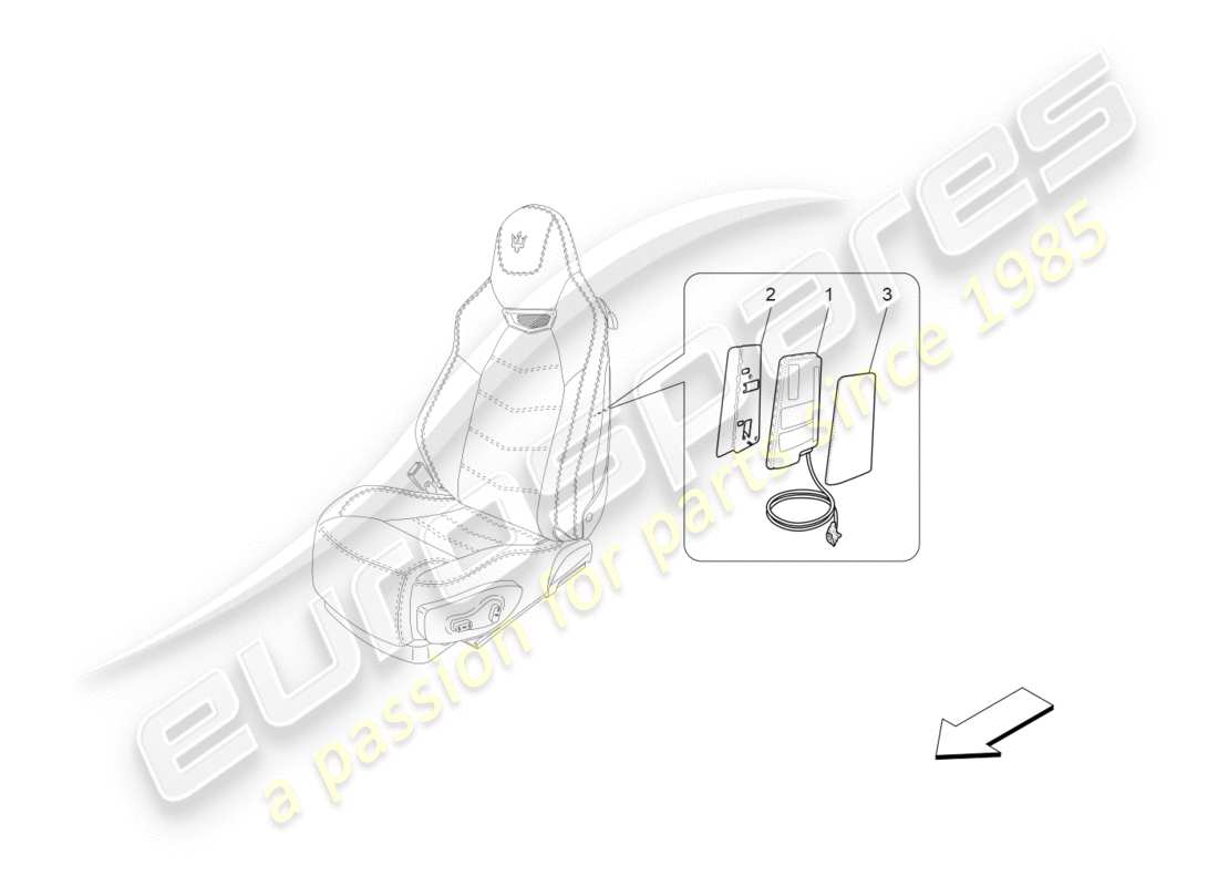 maserati granturismo s (2017) front side bag system part diagram