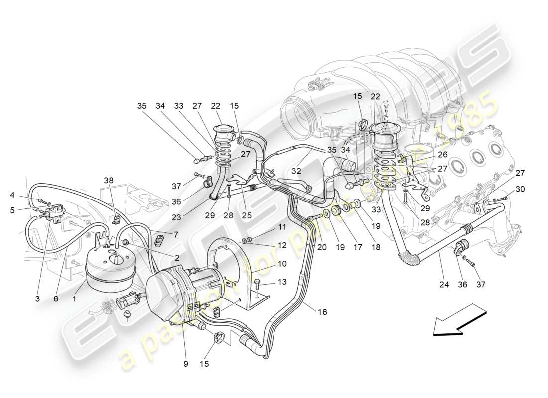 a part diagram from the maserati granturismo (2015) parts catalogue