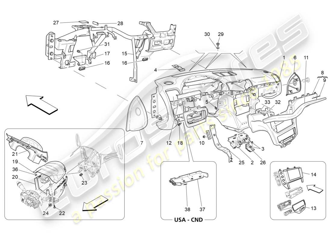 maserati granturismo s (2017) dashboard unit part diagram