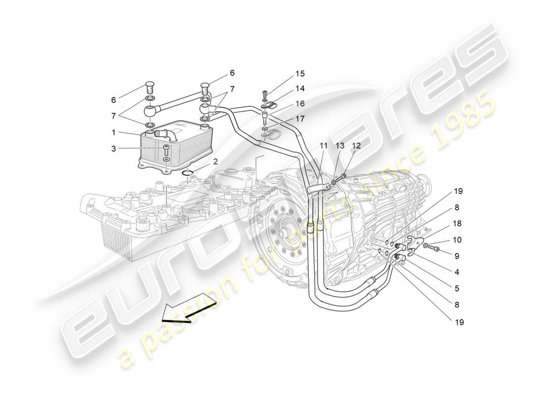 maserati granturismo s (2017) lubrication and gearbox oil cooling part diagram