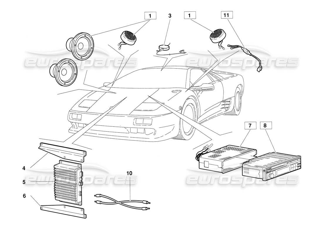 a part diagram from the lamborghini diablo (1991) parts catalogue