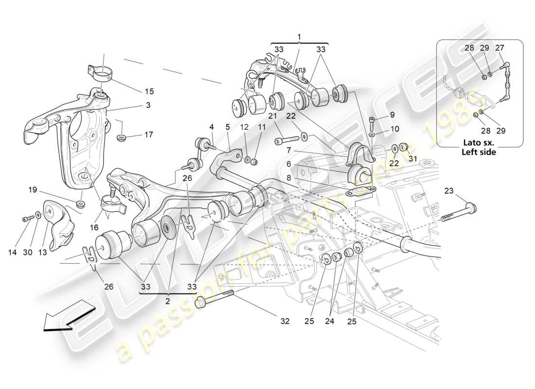 maserati granturismo (2012) front suspension parts diagram