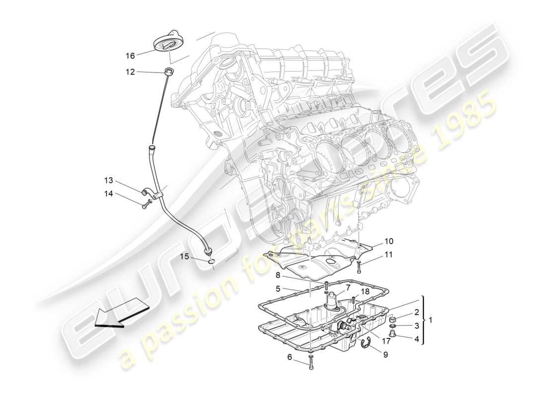 maserati granturismo s (2018) lubrication system: circuit and collection part diagram