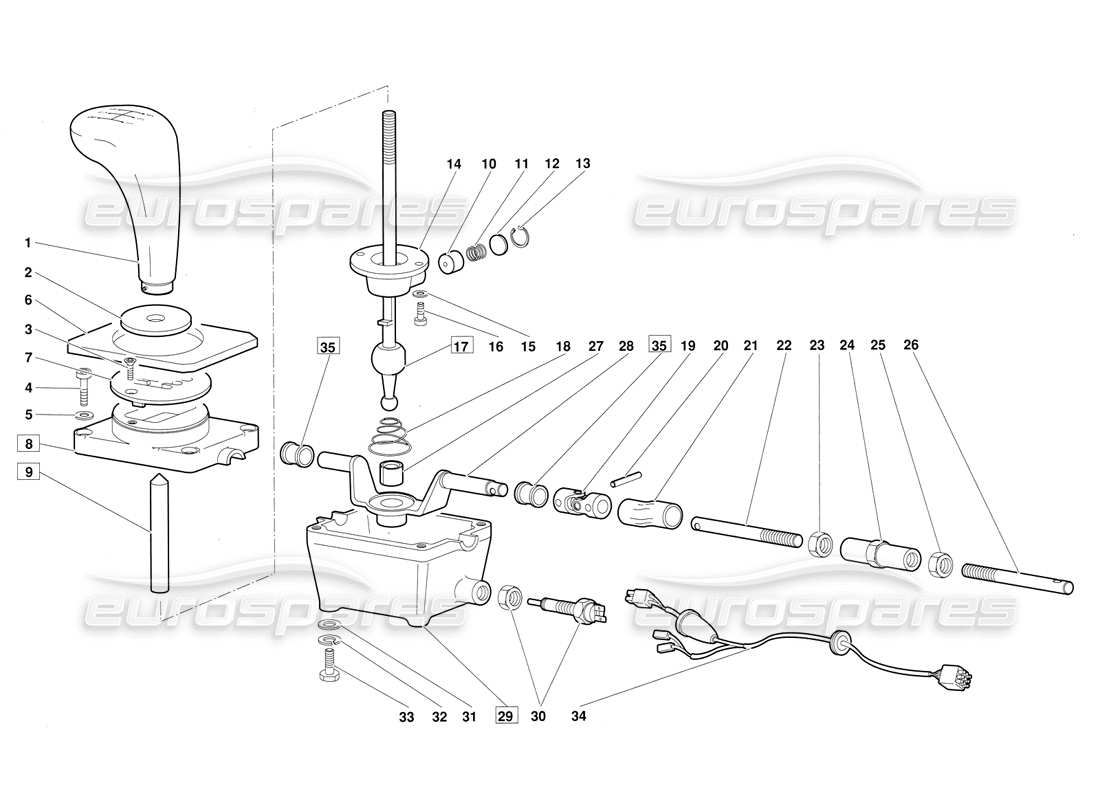 lamborghini diablo (1991) gearbox control tower (valid for june 1992 version) parts diagram