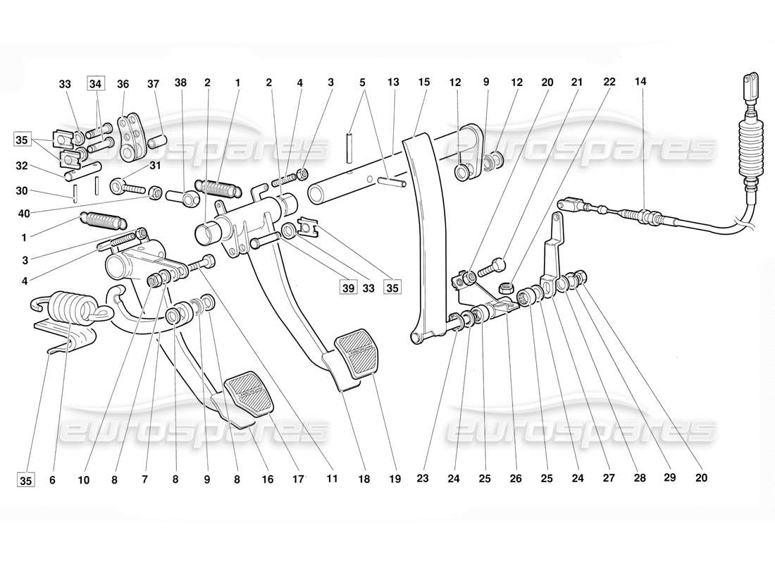 lamborghini diablo (1991) pedals (valid for june 1992 version) parts diagram