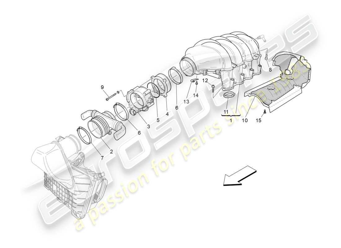 maserati granturismo s (2018) intake manifold and throttle body part diagram