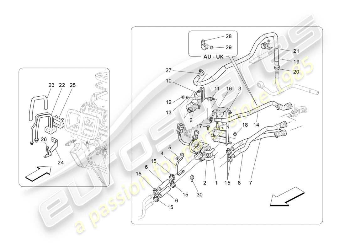 maserati granturismo s (2018) a/c unit: engine compartment devices parts diagram