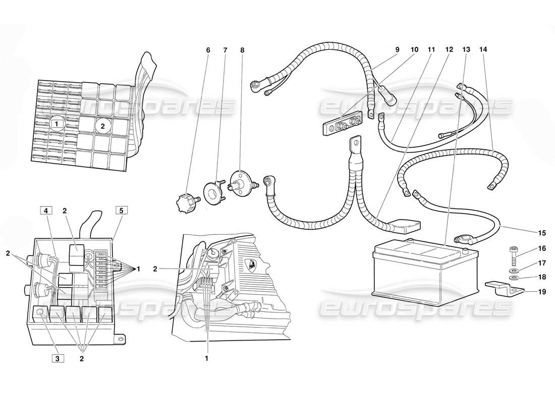 lamborghini diablo (1991) electrical system (valid for june 1992 version) parts diagram