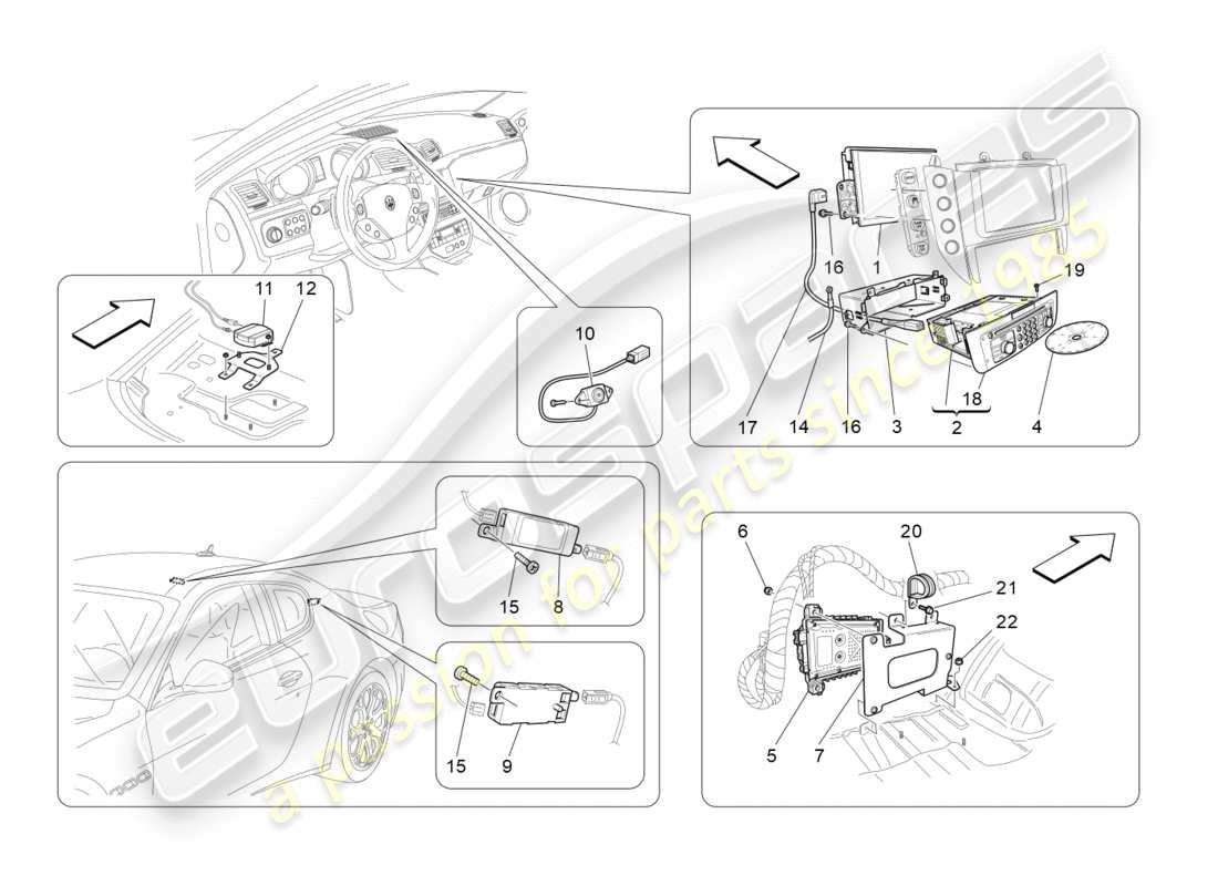a part diagram from the maserati granturismo (2012) parts catalogue