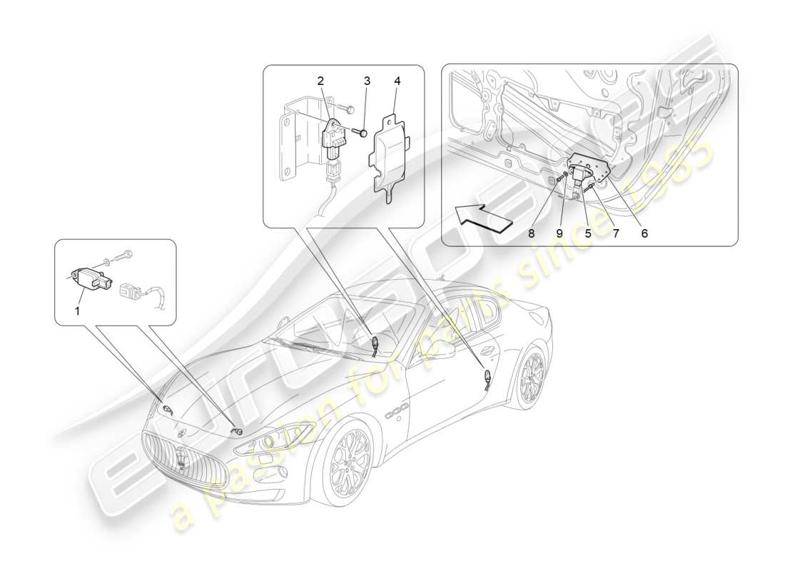 a part diagram from the maserati granturismo s (2013) parts catalogue