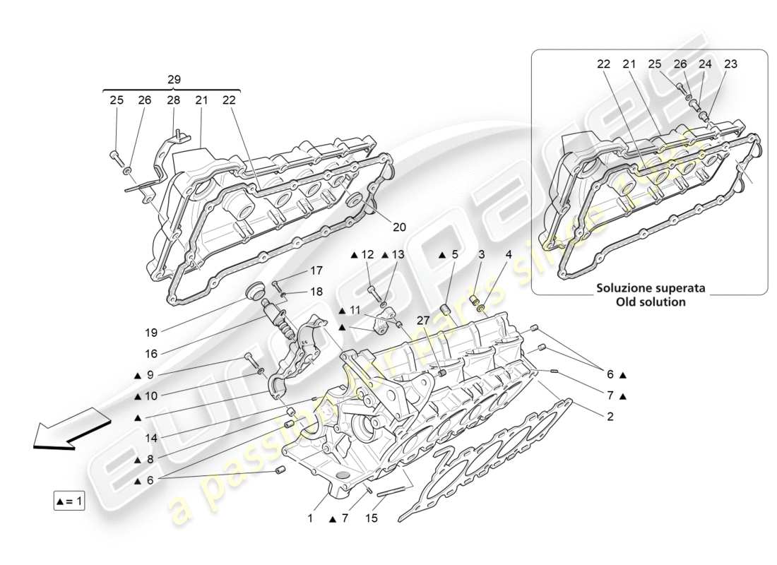 maserati granturismo (2016) rh cylinder head parts diagram