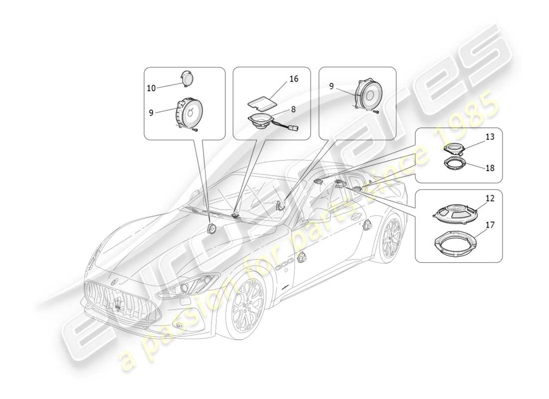 maserati granturismo s (2020) sound diffusion system part diagram