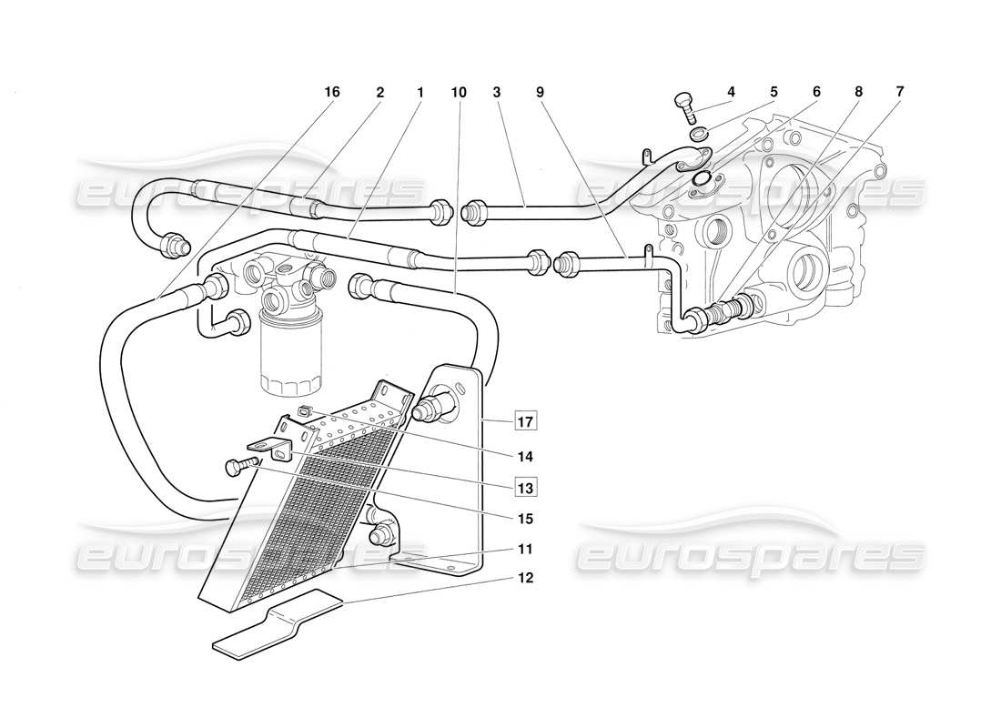 lamborghini diablo (1991) engine oil system (valid for june 1992 version) parts diagram