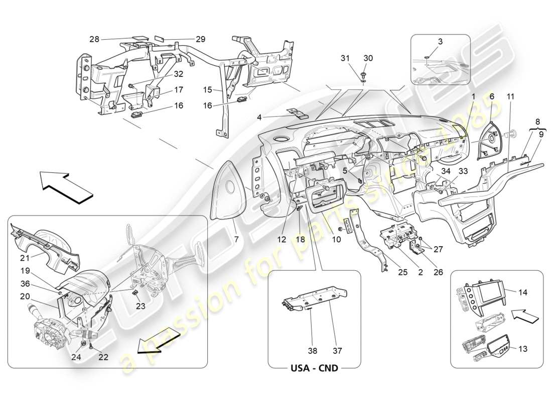 maserati granturismo s (2016) dashboard unit part diagram