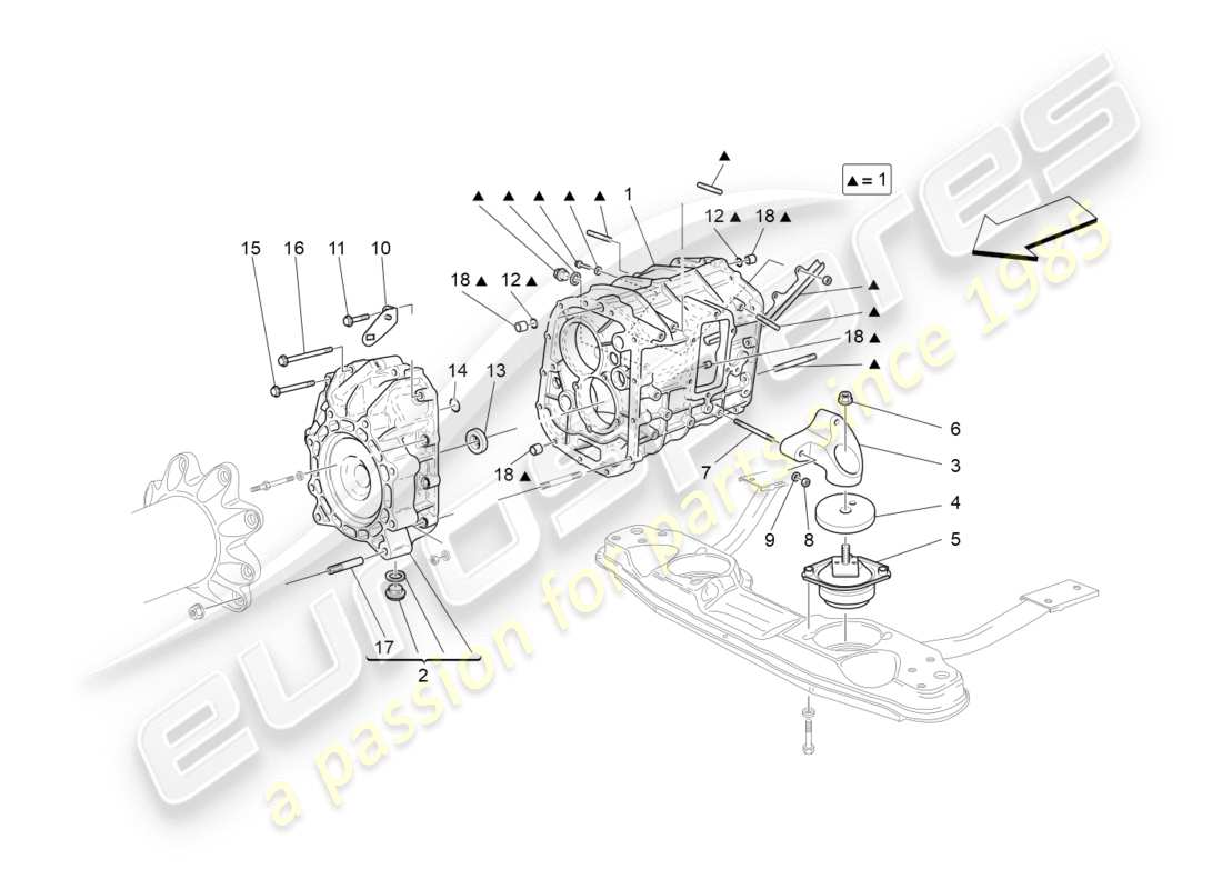 maserati granturismo (2009) gearbox housings parts diagram