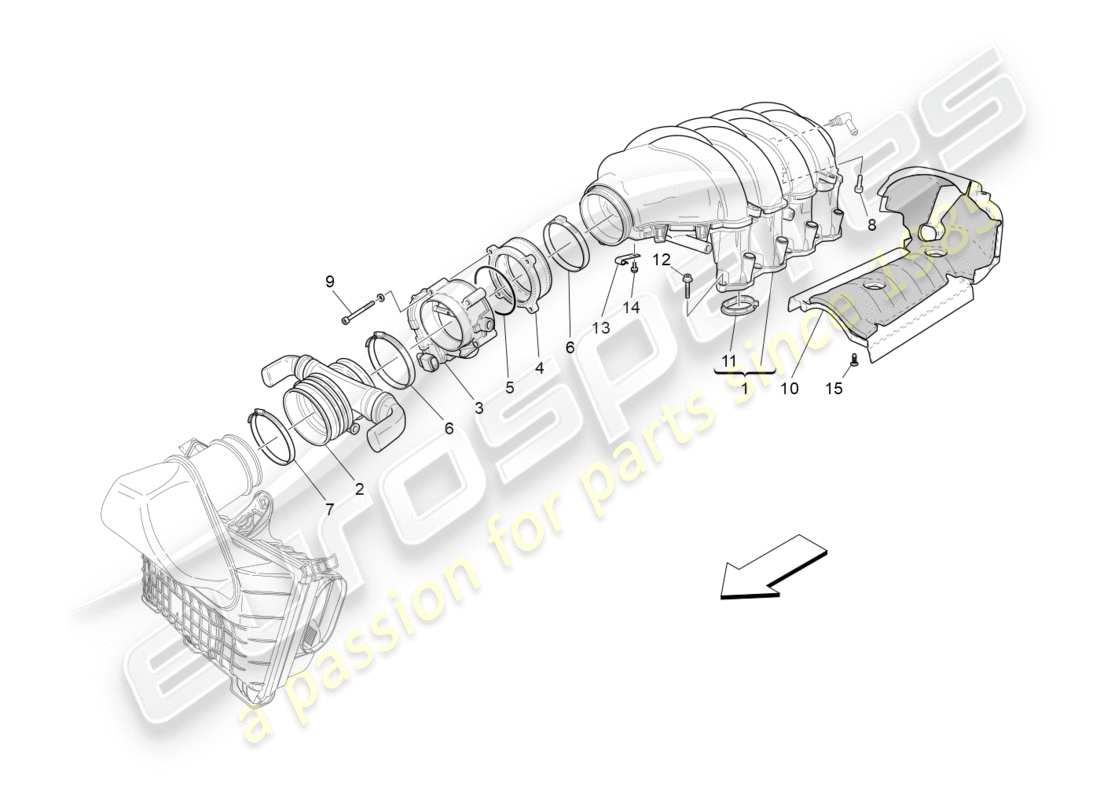 maserati granturismo s (2020) intake manifold and throttle body part diagram