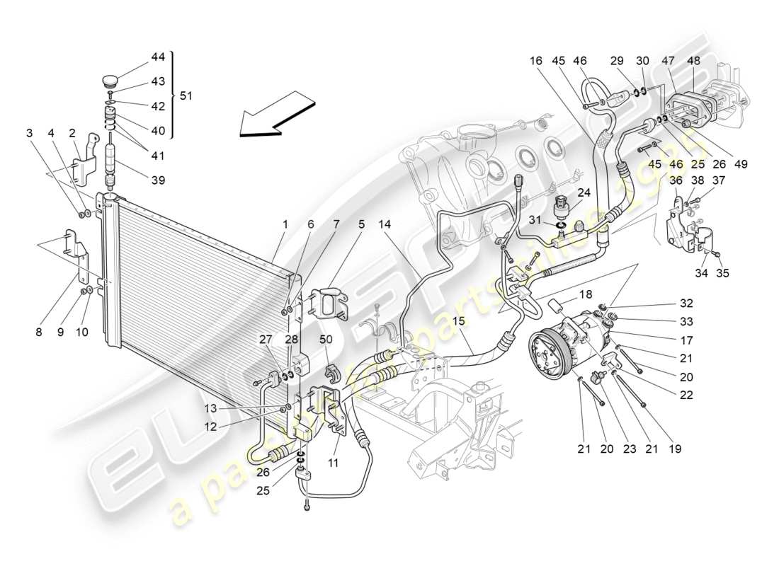 maserati granturismo s (2016) a/c unit: engine compartment devices part diagram