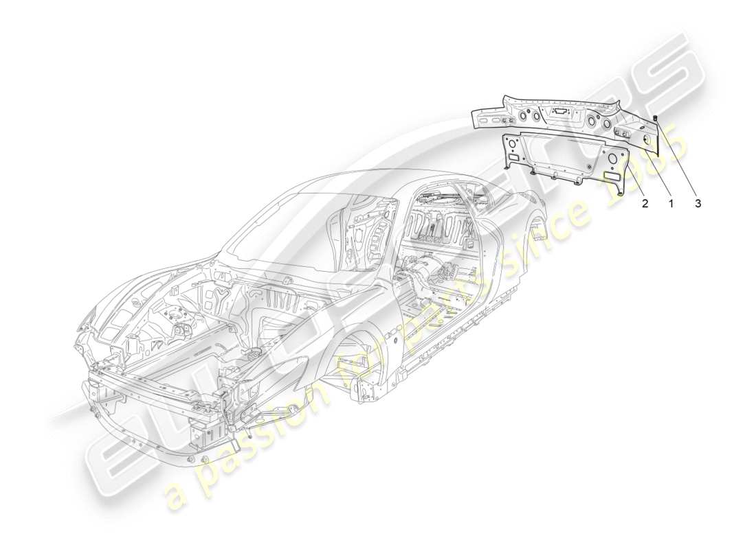 maserati granturismo s (2016) bodywork and rear outer trim panels part diagram