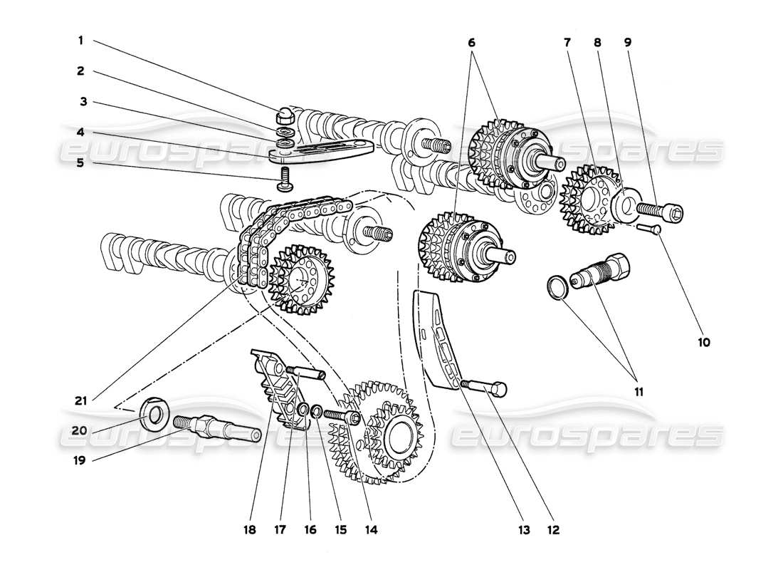 lamborghini diablo 6.0 (2001) timing system parts diagram