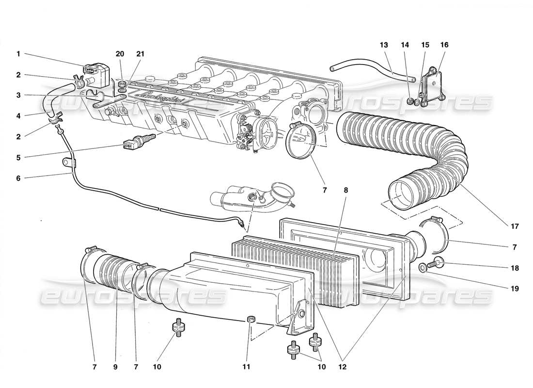 lamborghini diablo roadster (1998) air filters part diagram