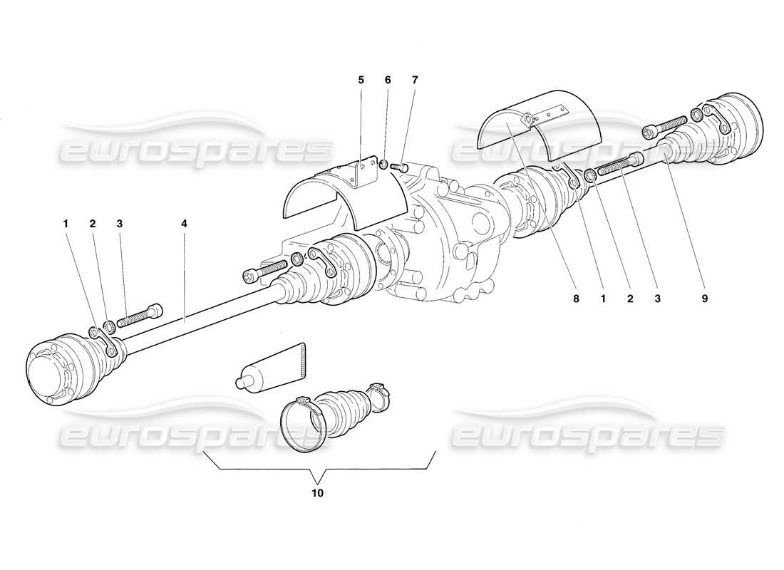 lamborghini diablo sv (1998) driveshafts and propeller shaft parts diagram