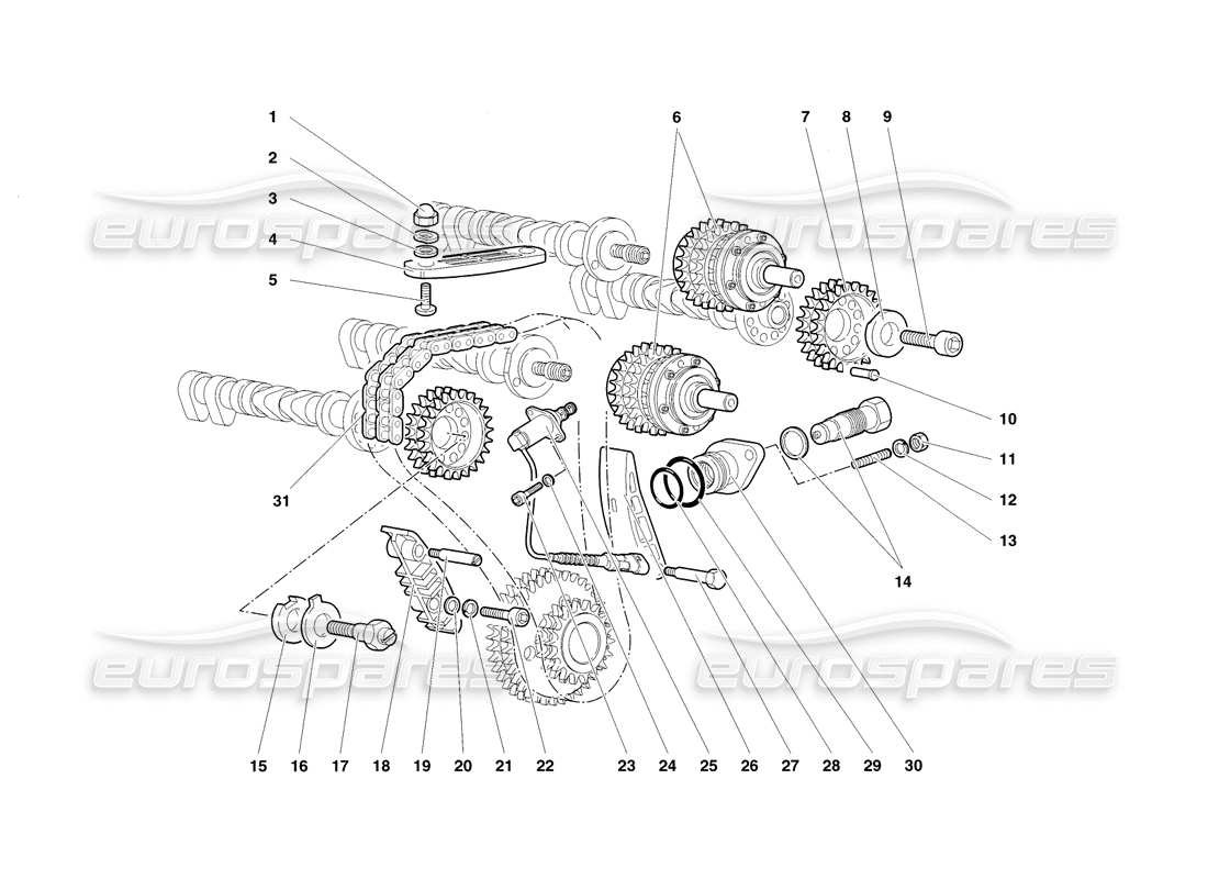 lamborghini diablo sv (1998) timing system parts diagram