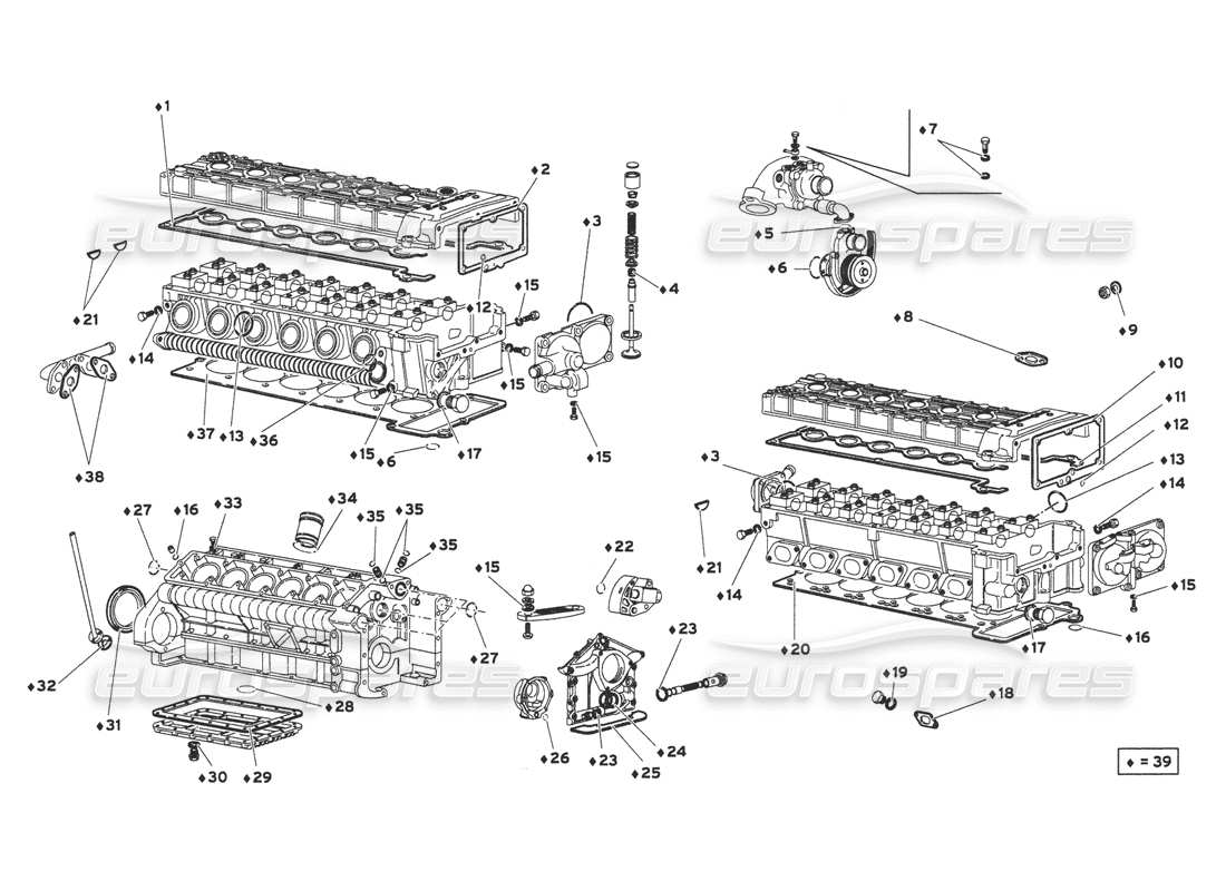 lamborghini diablo 6.0 (2001) engine gasket kit part diagram