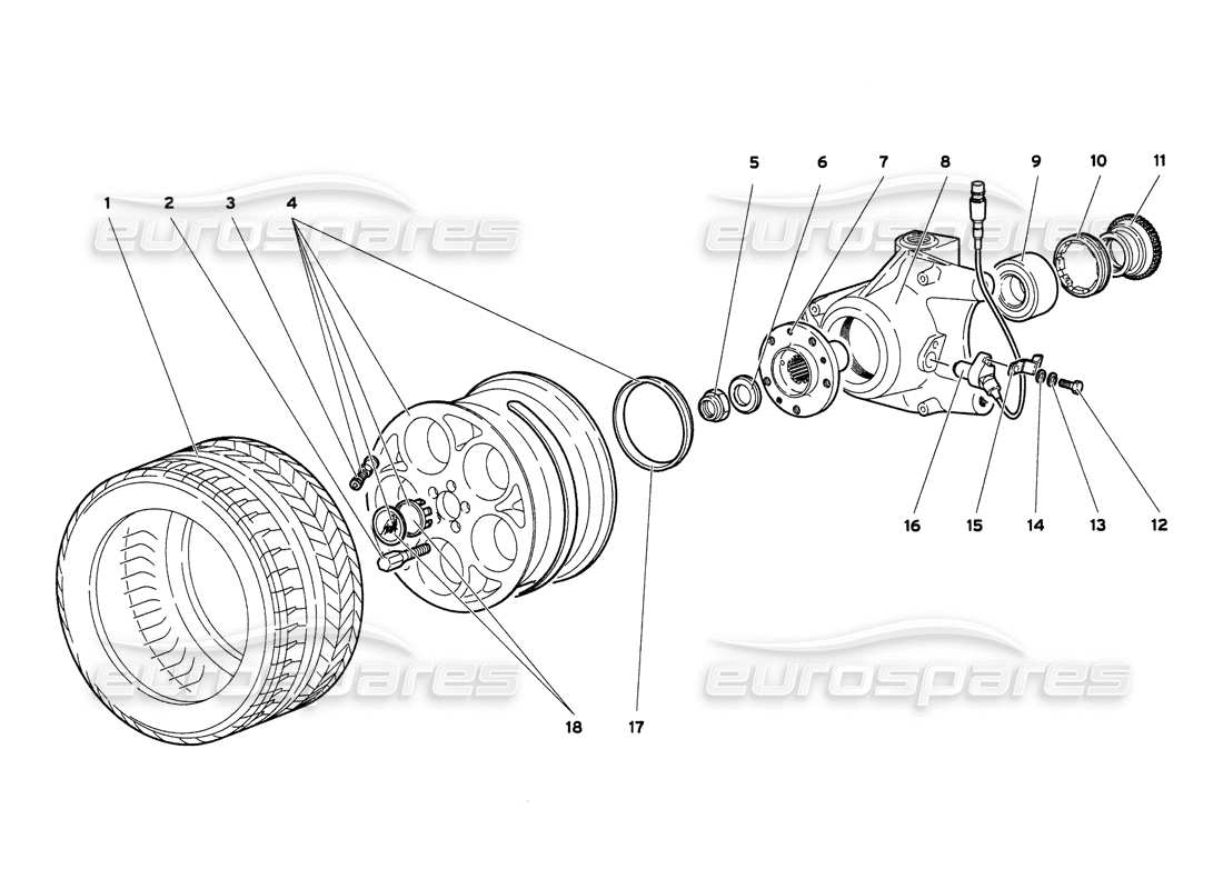 lamborghini diablo 6.0 (2001) front wheel and hub carrier parts diagram