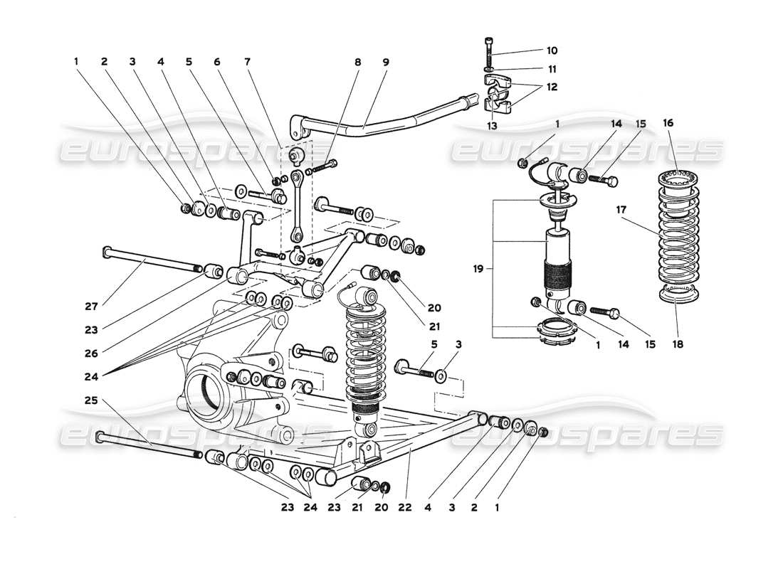 lamborghini diablo 6.0 (2001) rear suspension part diagram