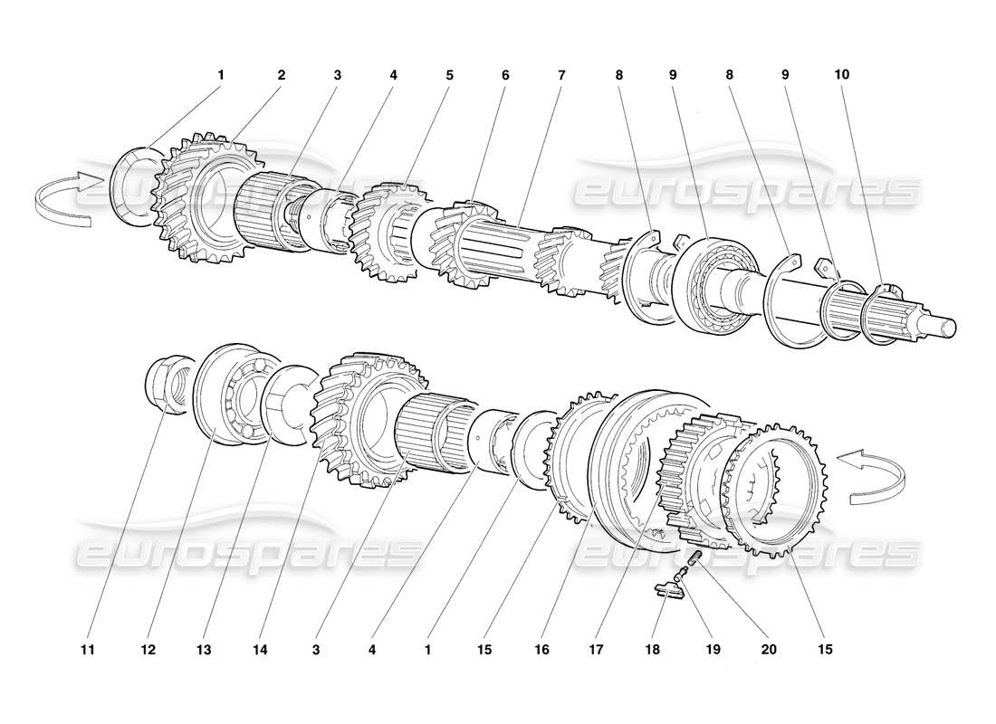 lamborghini diablo sv (1998) main shaft parts diagram