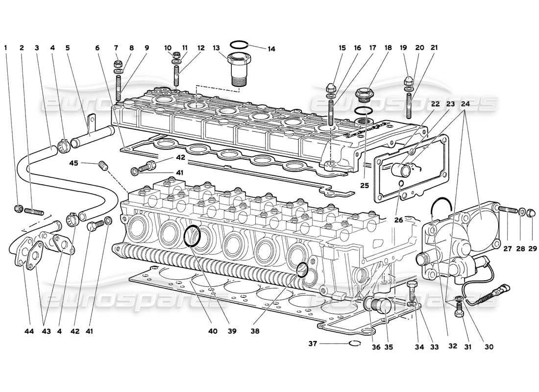 lamborghini diablo 6.0 (2001) accessories for left cylinder head part diagram