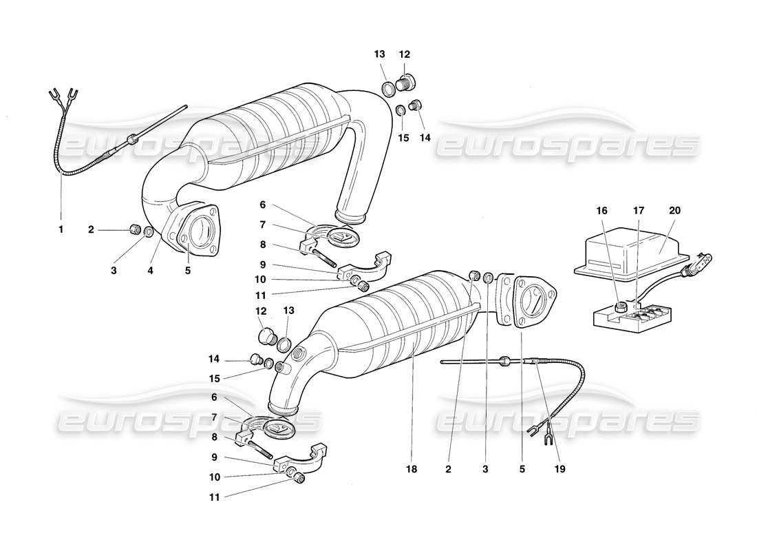 lamborghini diablo sv (1998) exhaust system parts diagram