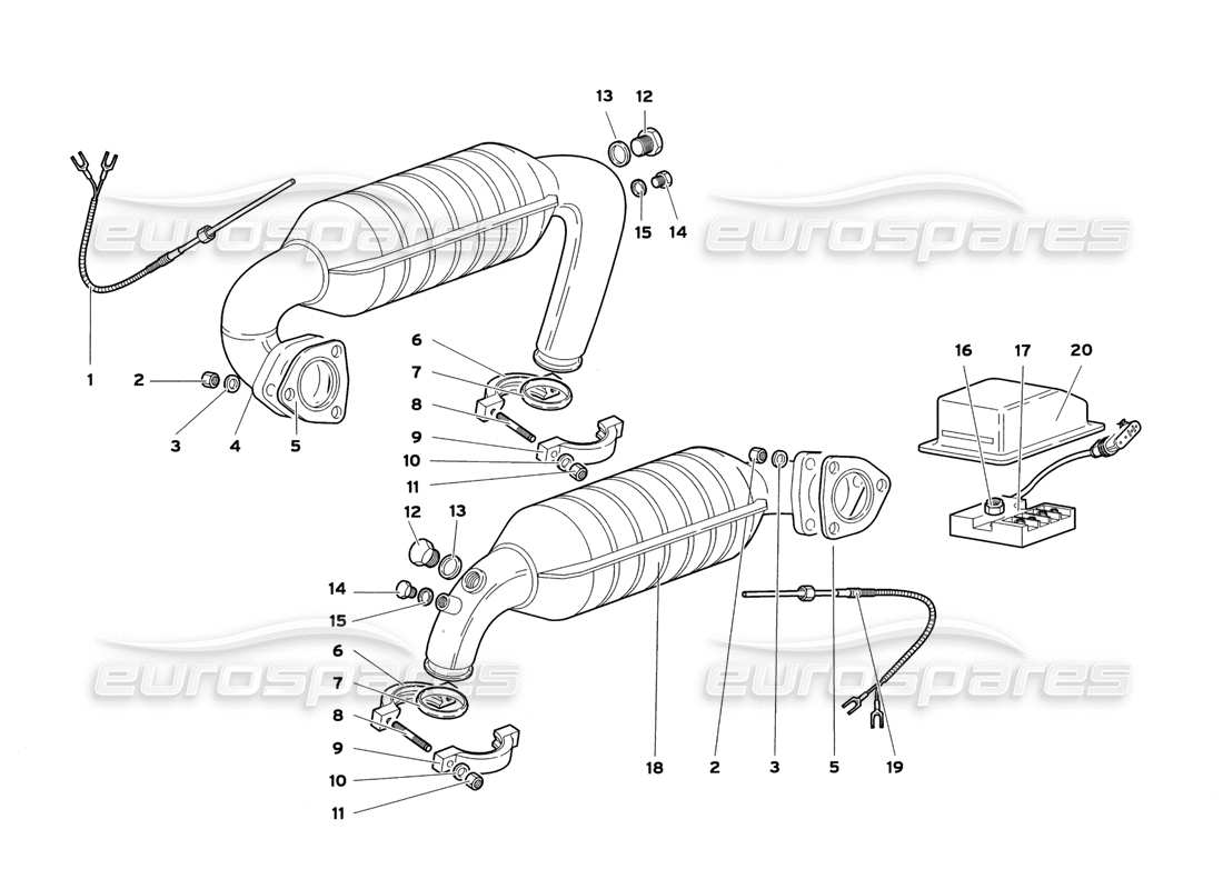 lamborghini diablo sv (1999) exhaust system parts diagram