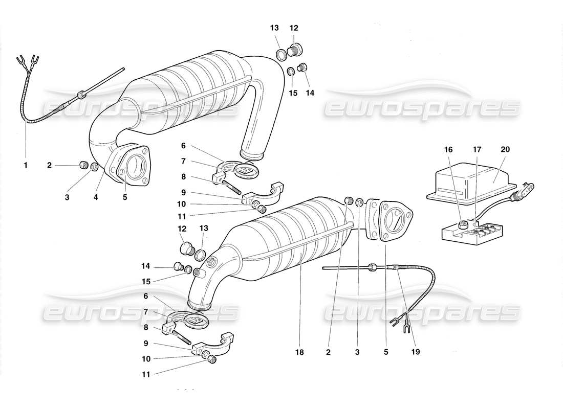 lamborghini diablo roadster (1998) exhaust system part diagram