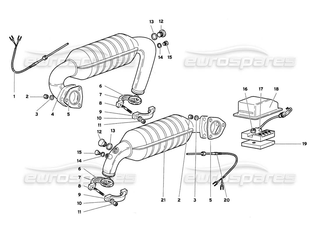 lamborghini diablo 6.0 (2001) exhaust system (my 2000) parts diagram