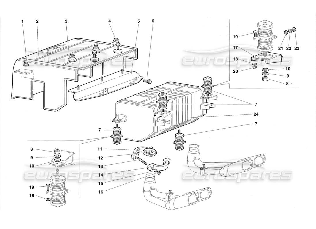 lamborghini diablo roadster (1998) exhaust system part diagram