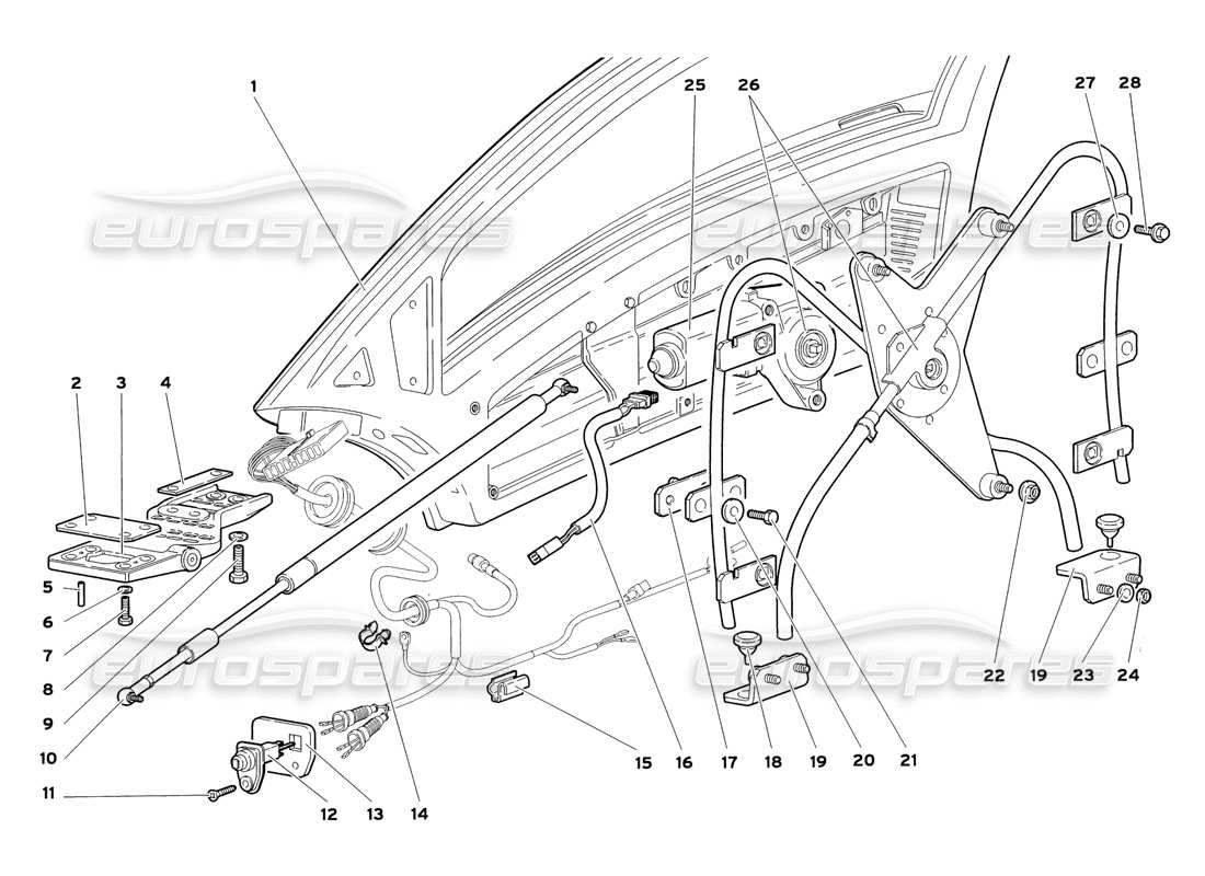 lamborghini diablo sv (1999) doors part diagram