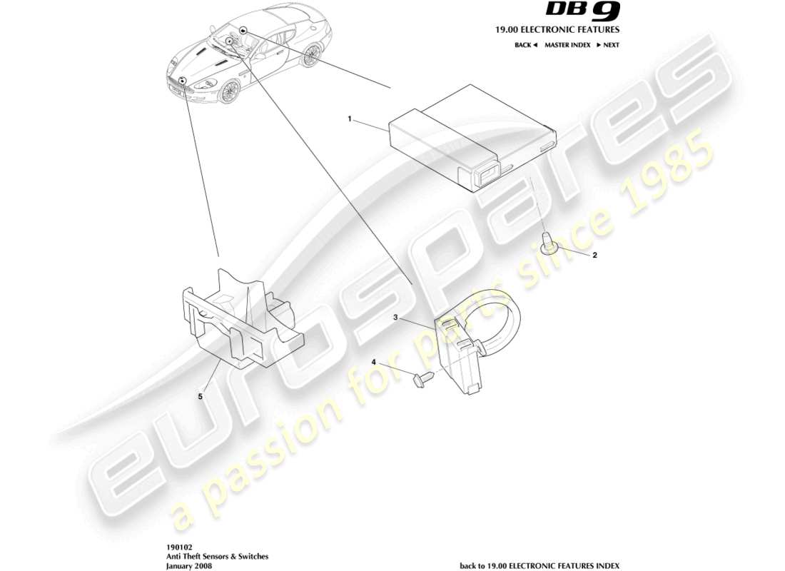 a part diagram from the aston martin db9 (2005) parts catalogue