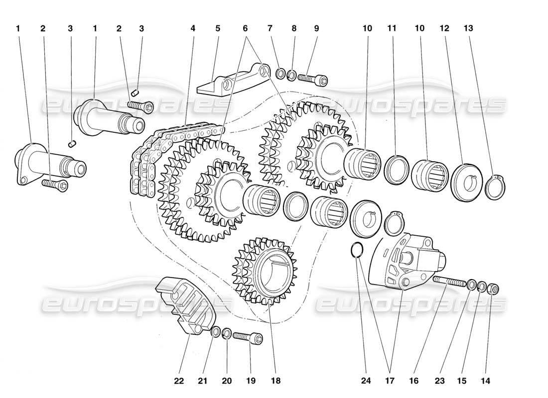 lamborghini diablo roadster (1998) timing system parts diagram