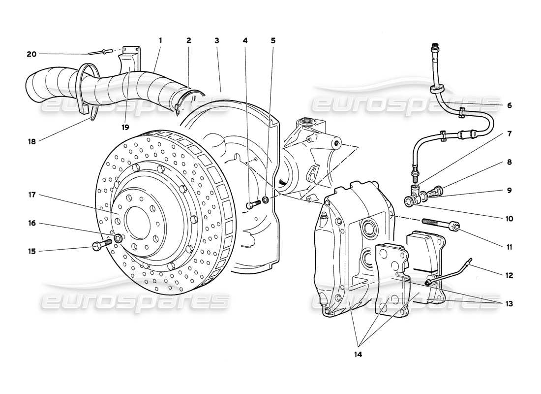 lamborghini diablo 6.0 (2001) front brakes parts diagram