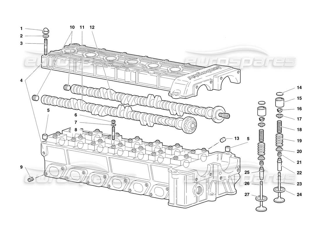 lamborghini diablo sv (1998) right cylinder head parts diagram