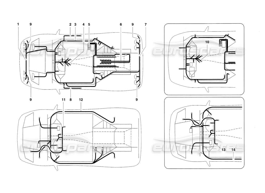 a part diagram from the lamborghini diablo sv (1998) parts catalogue