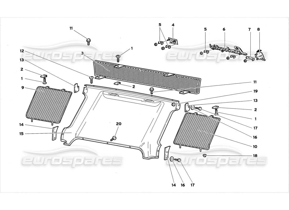 lamborghini diablo gt (1999) rear body elements parts diagram