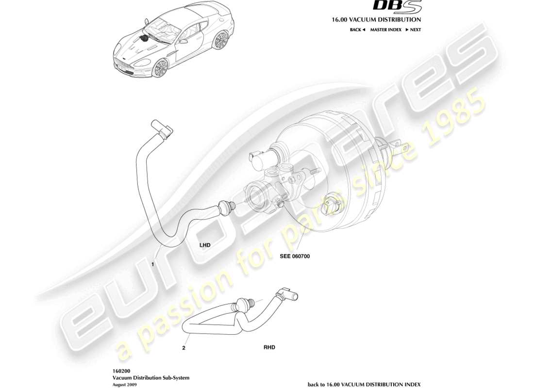 aston martin dbs (2007) vacuum pipe part diagram