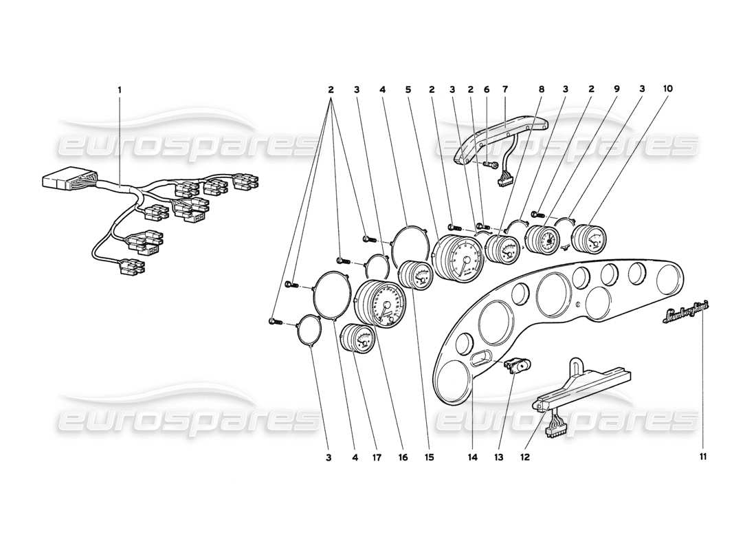lamborghini diablo 6.0 (2001) dashboard instruments parts diagram