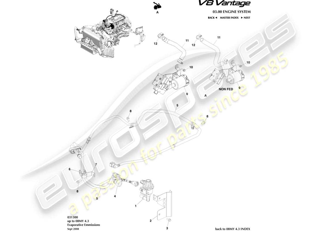aston martin v8 vantage (2006) evaporative emissions part diagram
